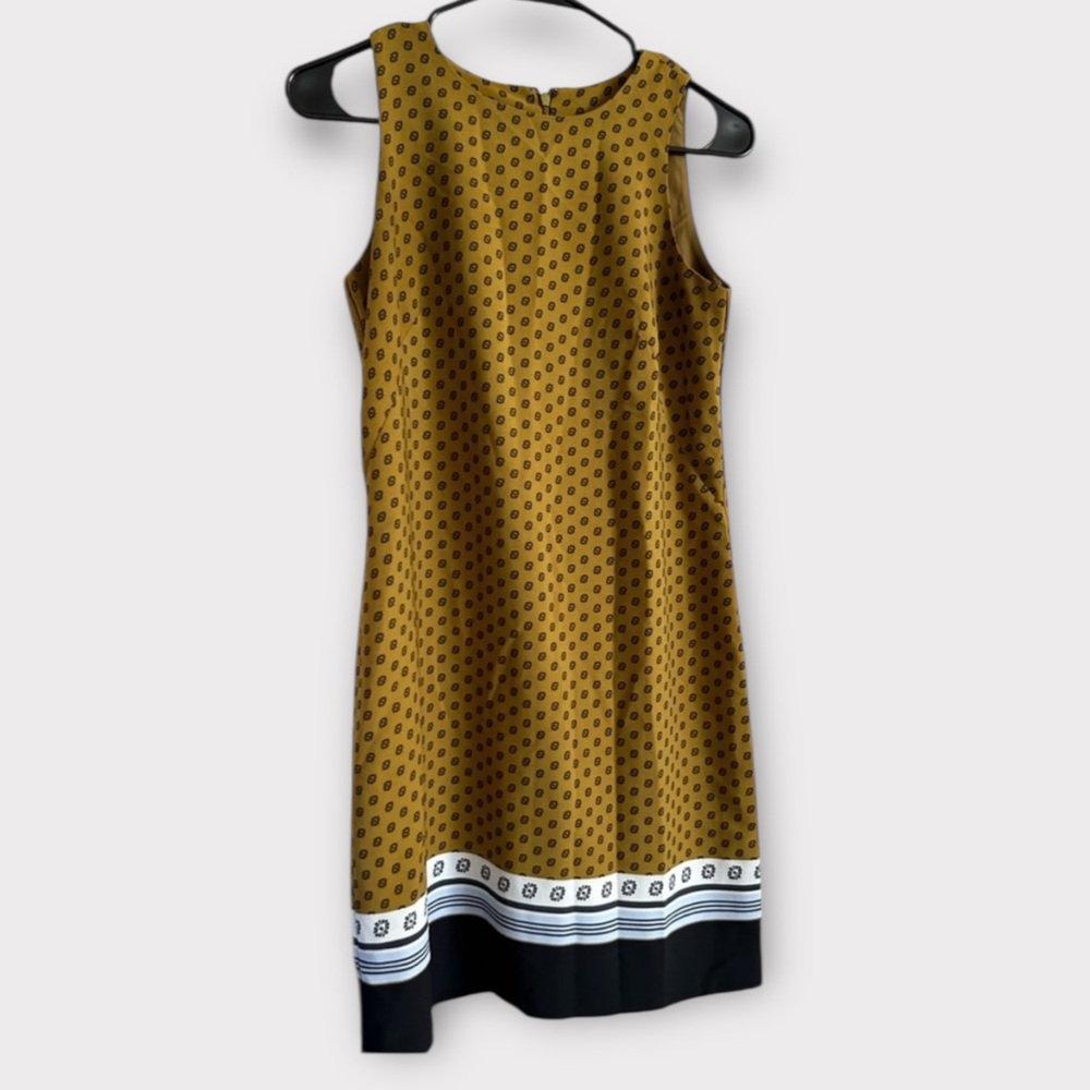 Ann Taylor Elegant Mustard Polka Dot Dress With Detailing on Bottom